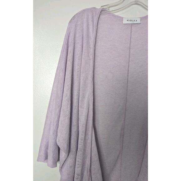 Gilli Open Front Light Weight Cardigan Sweater Size 1X Purple 3/4 Dolman Sleeve - Picture 3 of 9